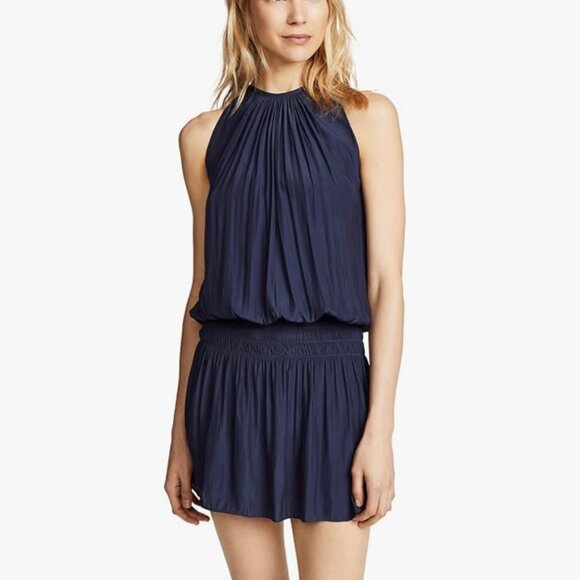 Ramy Brook | US L | Paris Sleeveless High-Neck Drop-Waist Mini Dress | Navy - Picture 6 of 9